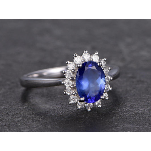 Tanzanite Ring With Diamond White Gold 4.5 Ct Gemstone Jewelry - Gemstone Ring-harrychadent.ca