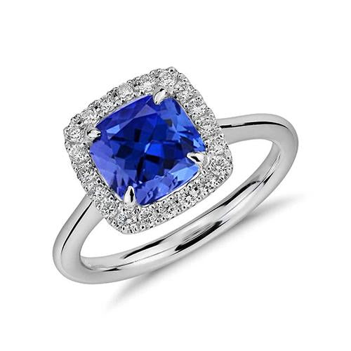 Tanzanite With Diamonds 7.75 Ct Wedding Ring White Gold 14K - Gemstone Ring-harrychadent.ca