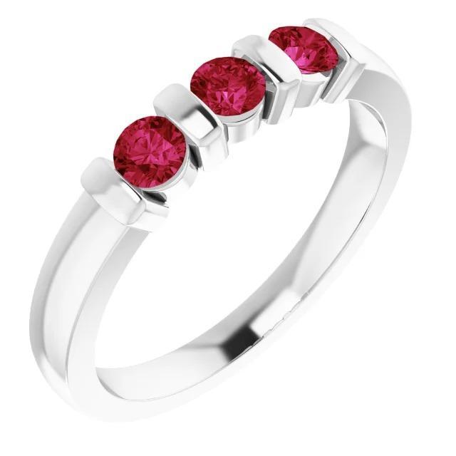 Three Stone Burma Ruby Ring 0.90 Carats Bar Setting Jewelry New - Gemstone Ring-harrychadent.ca