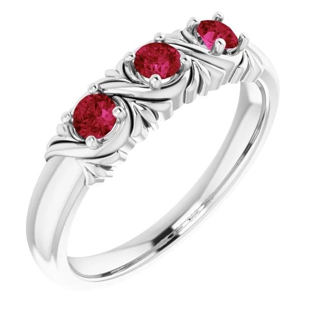 Three-Stone Ring 0.60 Carats Antique Style Ruby Women Jewelry - Gemstone Ring-harrychadent.ca