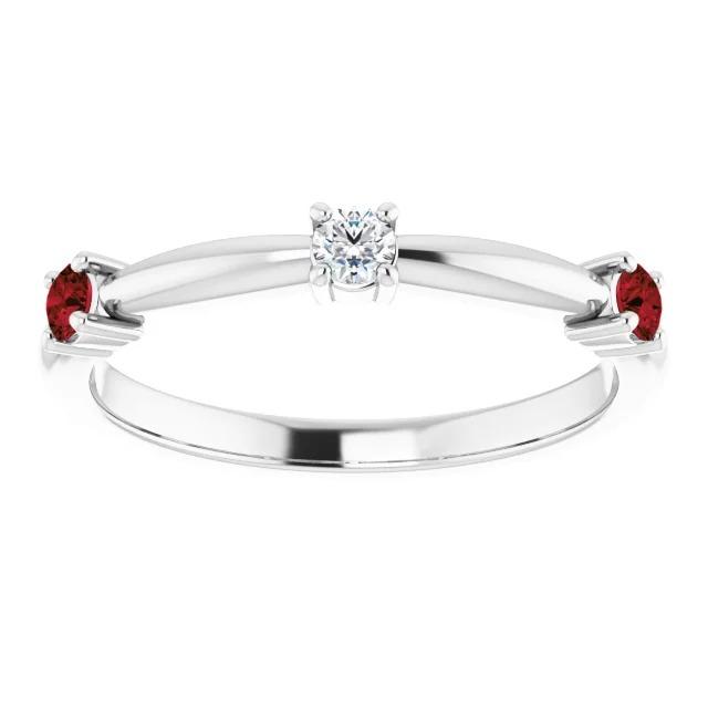 Three Stone Ring 1.50 Carats Ruby White Gold 14K - Gemstone Ring-harrychadent.ca