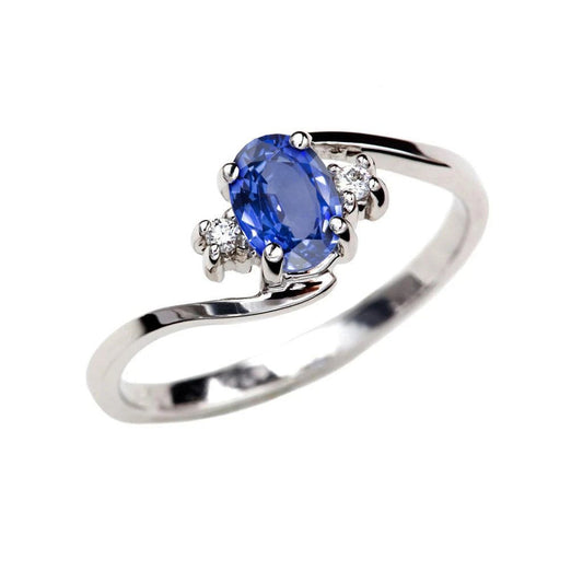 Three Stone Sri Lanka Sapphire With Diamonds Ring 1.70 Ct Gold 14K - Gemstone Ring-harrychadent.ca