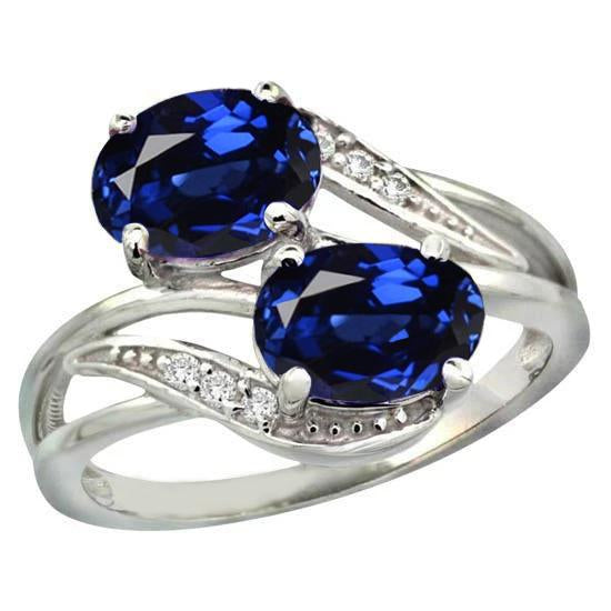 Toi et Moi Antique Style Oval Sri Lankan Sapphire Diamond Ring 4.50 Ct - Gemstone Ring-harrychadent.ca