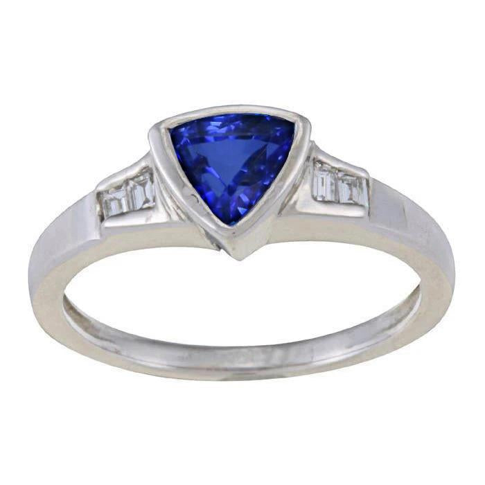 Trillion Ceylon Blue Sapphire Diamonds Engagement Ring 1.26 Ct New - Gemstone Ring-harrychadent.ca