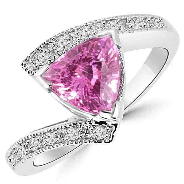 Trillion Cut Pink Sapphire Diamond Ring White Gold Jewelry 1.25 Ct - Gemstone Ring-harrychadent.ca