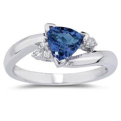 Trillion Cut Sri Lanka Sapphire And Round Cut Diamonds 2.30 Ct Ring - Gemstone Ring-harrychadent.ca
