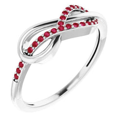 Twisted Ruby Infinity Ring White Gold 14K 1.25 Carats