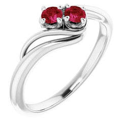 Two Stone 1 Carat Ruby Ring White Gold 14K