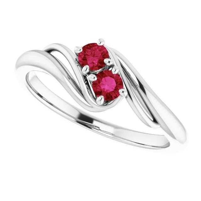 Two Stone 1 Carat Ruby Ring White Gold 14K - Gemstone Ring-harrychadent.ca