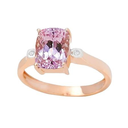 Two Tone Big Pink Kunzite 27.10 Carats Diamonds Ring - Gemstone Ring-harrychadent.ca