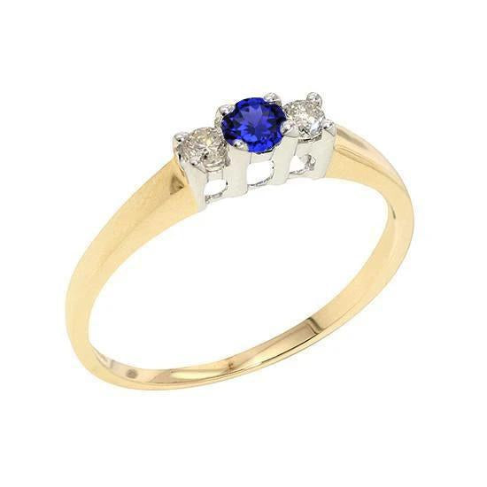 Two Tone Engagement Ring 2 Carats Round Diamond Tanzanite - Gemstone Ring-harrychadent.ca