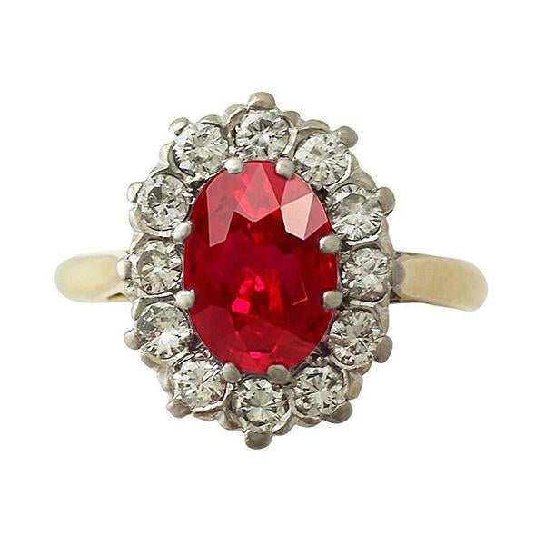 Two Tone Gold 14K 4.75 Ct Red Ruby With Diamonds Ring New - Gemstone Ring-harrychadent.ca