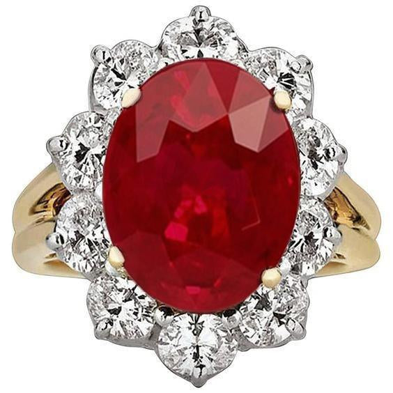 Two Tone Gold 3.50 Ct Brilliant Cut Ruby With Diamonds Ring New - Gemstone Ring-harrychadent.ca