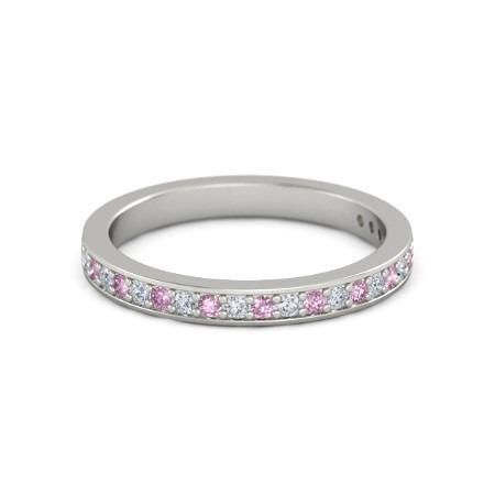 Wedding Band 0.60 Carats Round Diamond & Pink Sapphire Women Jewelry - Gemstone Ring-harrychadent.ca