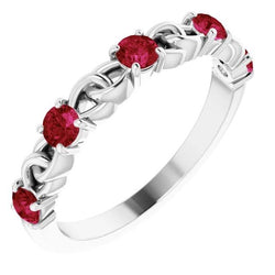 Wedding Band 1 Carat Burma Ruby 14K White Gold Jewelry