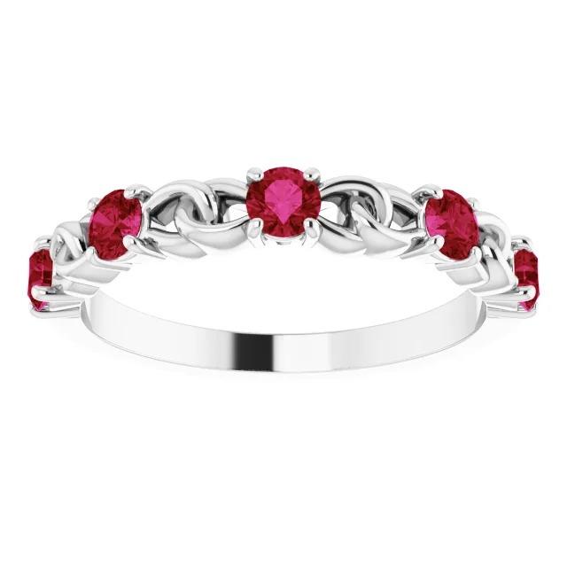 Wedding Band 1 Carat Burma Ruby 14K White Gold Jewelry - Gemstone Ring-harrychadent.ca