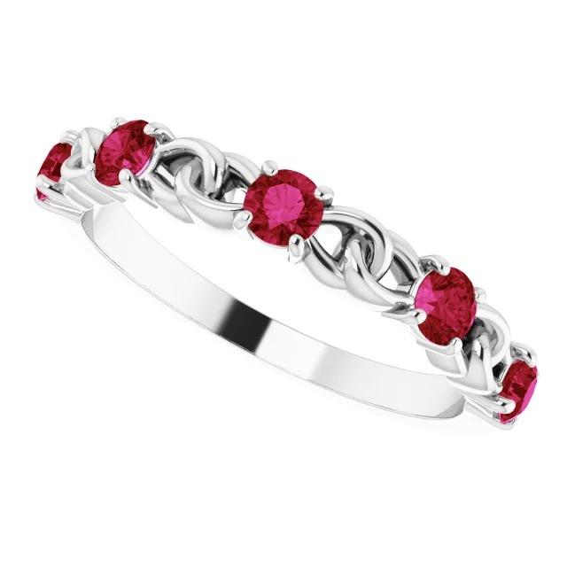 Wedding Band 1 Carat Burma Ruby 14K White Gold Jewelry - Gemstone Ring-harrychadent.ca