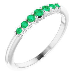 Wedding Band 1 Carat Round Columbian Green Emeralds Women Jewelry