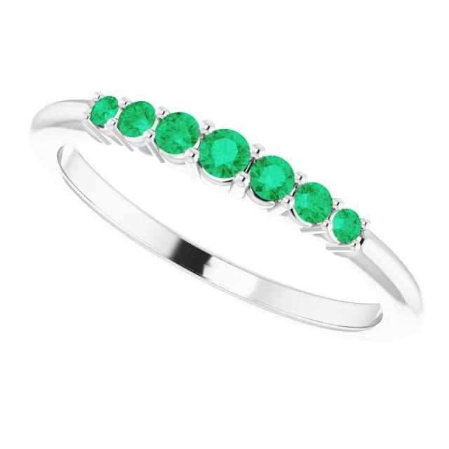 Wedding Band 1 Carat Round Columbian Green Emeralds Women Jewelry - Gemstone Ring-harrychadent.ca