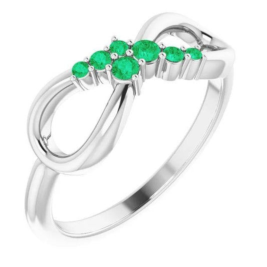 Wedding Band Columbian Green Emerald 0.40 Carats Infinity Prong Set - Gemstone Ring-harrychadent.ca