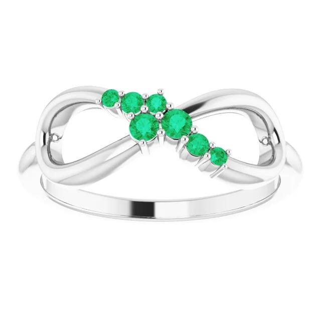 Wedding Band Columbian Green Emerald 0.40 Carats Infinity Prong Set - Gemstone Ring-harrychadent.ca
