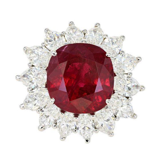 Wedding Ring Natural Garnet With Diamonds 13 Ct White Gold 14K - Gemstone Ring-harrychadent.ca