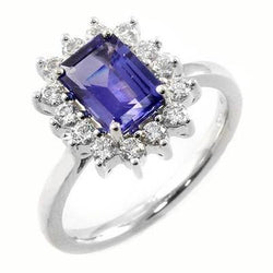White Gold 14K 10.75 Carats Tanzanite And Natural Earth Mined Diamonds Ring