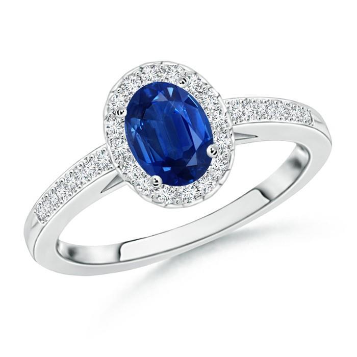 White Gold 14K 2.11 Carats Sapphire And Diamonds Anniversary Ring New - Gemstone Ring-harrychadent.ca