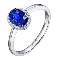 White Gold 14K 2.30 Ct Ceylon Sapphire Diamonds Ring New