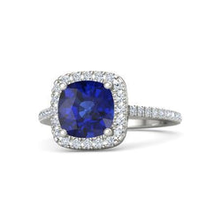 White Gold 14K 2.45 Carats Ceylon Sapphire Diamonds Ring