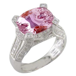 White Gold 14K 21 Ct Pink Kunzite With Diamonds Wedding Ring New