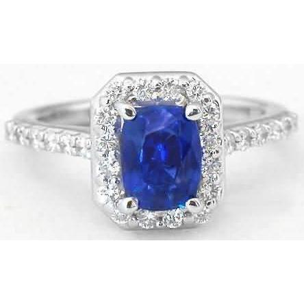 White Gold 14K 3.40 Ct Ceylon Blue Sapphire And Diamonds Ring - Gemstone Ring-harrychadent.ca