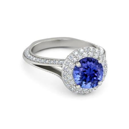 White Gold 14K 3.75 Carats Tanzanite With Diamonds Ring - Gemstone Ring-harrychadent.ca