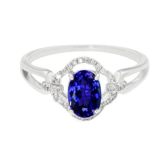 White Gold 14K 6.70 Carats Tanzanite With Diamonds Ring - Gemstone Ring-harrychadent.ca