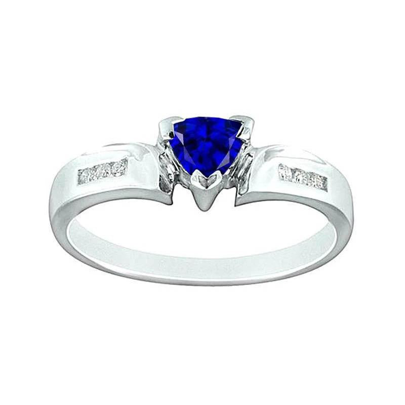 White Gold 14K Ceylon Sapphire 1.21 Carats Diamonds Anniversary Ring - Gemstone Ring-harrychadent.ca