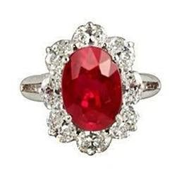 White Gold 14K Lady Ruby And Diamonds 5.90 Carats Wedding Ring - Gemstone Ring-harrychadent.ca