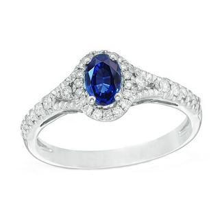 White Gold 14K Oval Cut Ceylon Blue Sapphire 3 Carats Diamond Ring - Gemstone Ring-harrychadent.ca