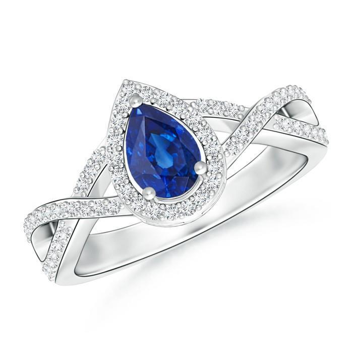 White Gold 14K Pear And Round Cut Sri Lanka Blue Sapphire 4.90 Ct Ring - Gemstone Ring-harrychadent.ca