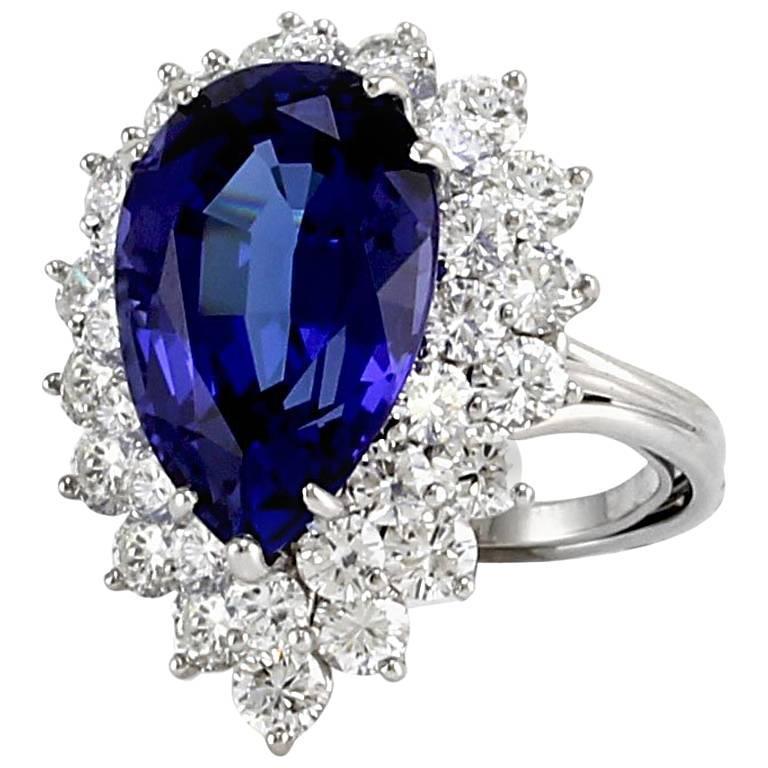 White Gold 14K Pear Tanzanite With Round Diamonds 3.75 Ct Ring New - Gemstone Ring-harrychadent.ca