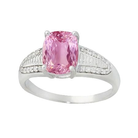 White Gold 14K Pink Kunzite And Diamonds Ring 26.50 Carats Prong Set - Gemstone Ring-harrychadent.ca