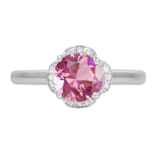 White Gold 14K Pink Kunzite With Diamonds 16.50 Ct Wedding Ring - Gemstone Ring-harrychadent.ca