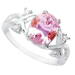 White Gold 14K Pink Kunzite With Natural Earth Mined Diamonds 32.60 Carats Wedding Ring