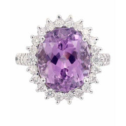 White Gold Pink Kunzite And Natural Earth Mined Diamond Fancy Ring Jewelry 21 Ct