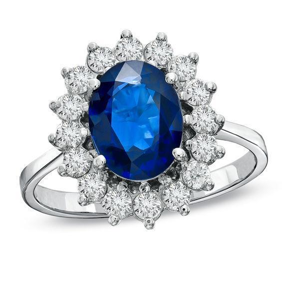 White Gold Sri Lankan Sapphire Diamond Wedding Ring 1.70 Ct Jewelry - Gemstone Ring-harrychadent.ca