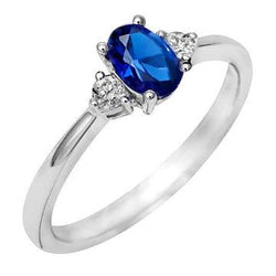 White Oval Ceylon Blue Sapphire Natural Earth Mined Diamond 4.50 Carats Ring