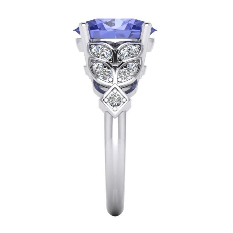 Women's Diamond Ring White Gold Oval Tanzanite Gemstone 6.65 Carats - Gemstone Ring-harrychadent.ca