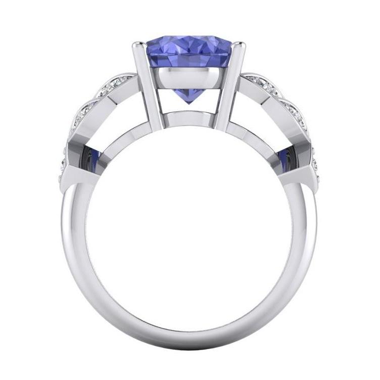 Women's Diamond Ring White Gold Oval Tanzanite Gemstone 6.65 Carats - Gemstone Ring-harrychadent.ca