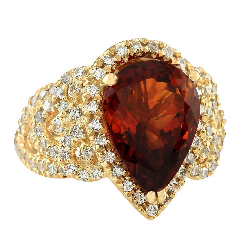 Yellow Gold 14K Natural Citrine and Diamond 19 Carats Fancy Ring - Gemstone Ring-harrychadent.ca