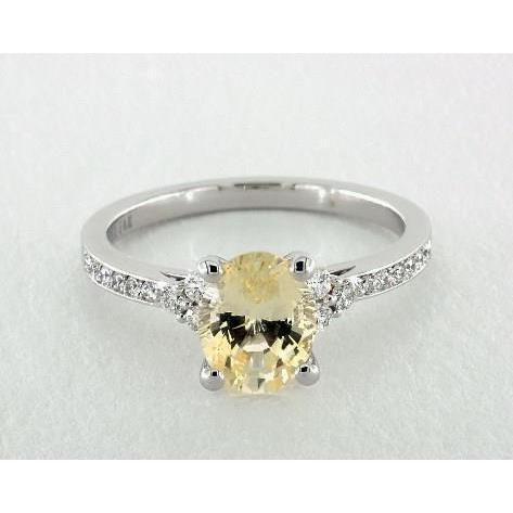 Yellow Sapphire And Diamonds 3.50 Ct Wedding Ring White Gold 14K - Gemstone Ring-harrychadent.ca