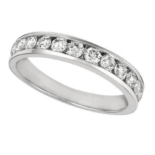 0.75 Carat Round Diamond Channel Set Half Eternity Band Gold 14K - Half Eternity Band-harrychadent.ca